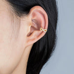 Load image into Gallery viewer, Gold Infinity Clip on Earrings with Sparkly CZ for Women | Soria Jewelry
