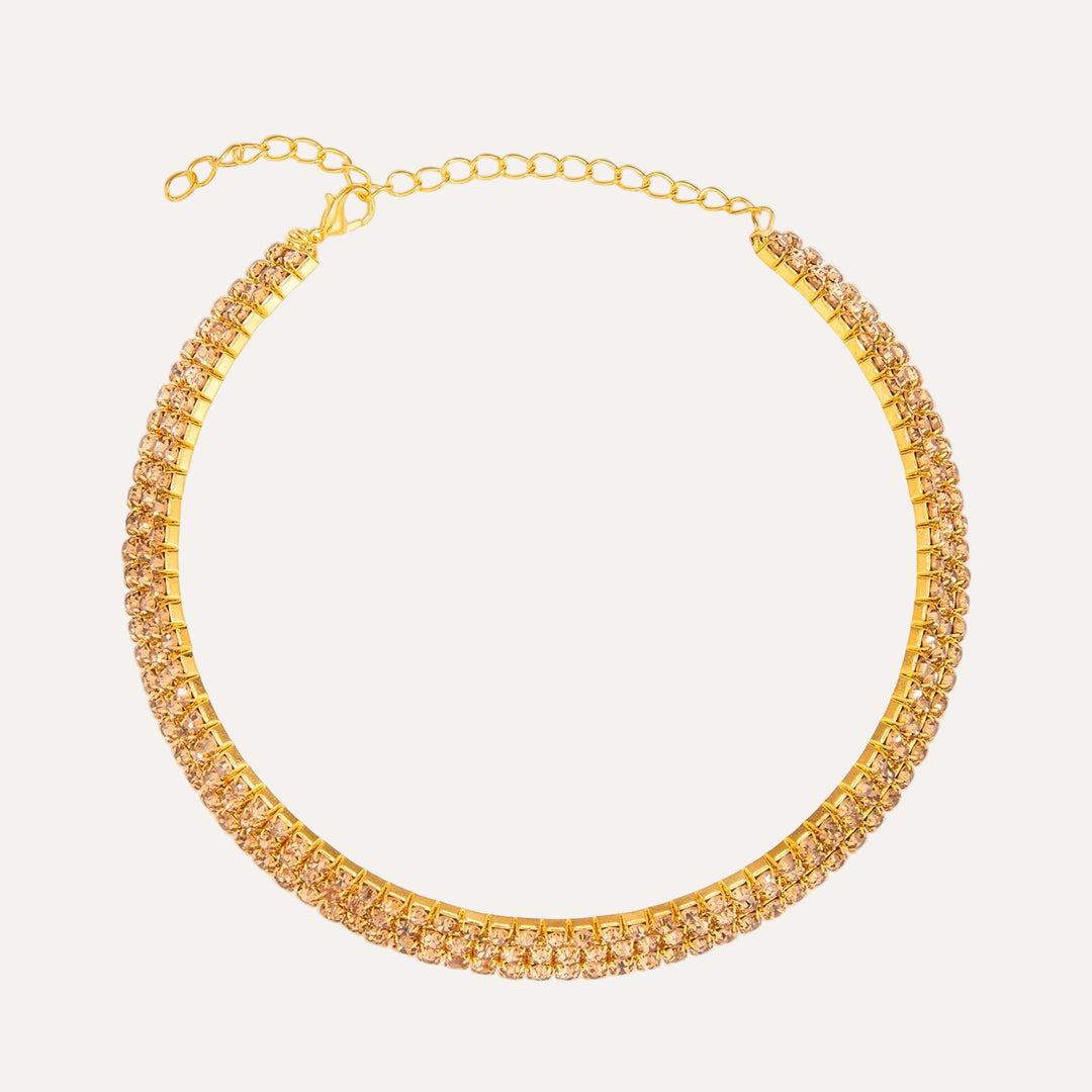 Gold Necklace Bracelet Ring Earrings Set with Crystal for Women | Soria Jewelry