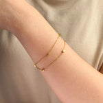 Load image into Gallery viewer, Double Layer Chain Bracelet with 18K Gold Tone Cube Beads for Women | Soria Jewelry
