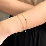 Load image into Gallery viewer, Double Layer Chain Bracelet with 18K Gold Tone Cube Beads for Women | Soria Jewelry
