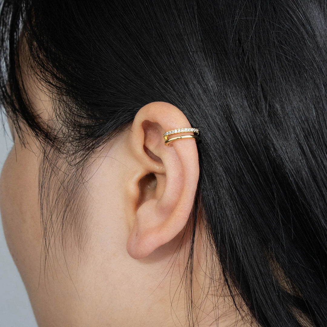 Double Ear Cuffs for Women | Dainty Zircon Clip on Earrings | Soria Jewelry