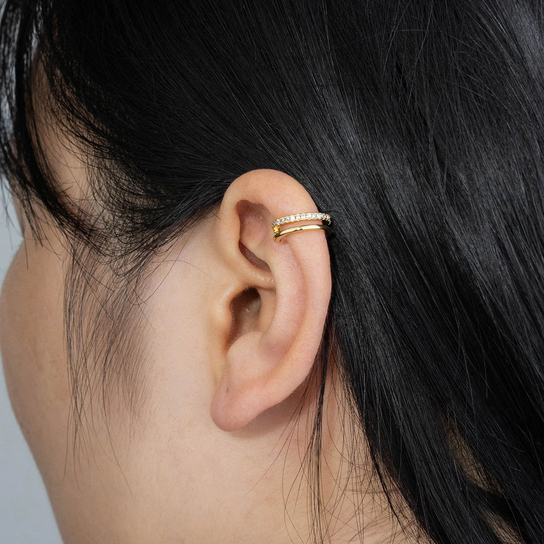 Double Ear Cuffs for Women | Dainty Zircon Clip on Earrings | Soria Jewelry