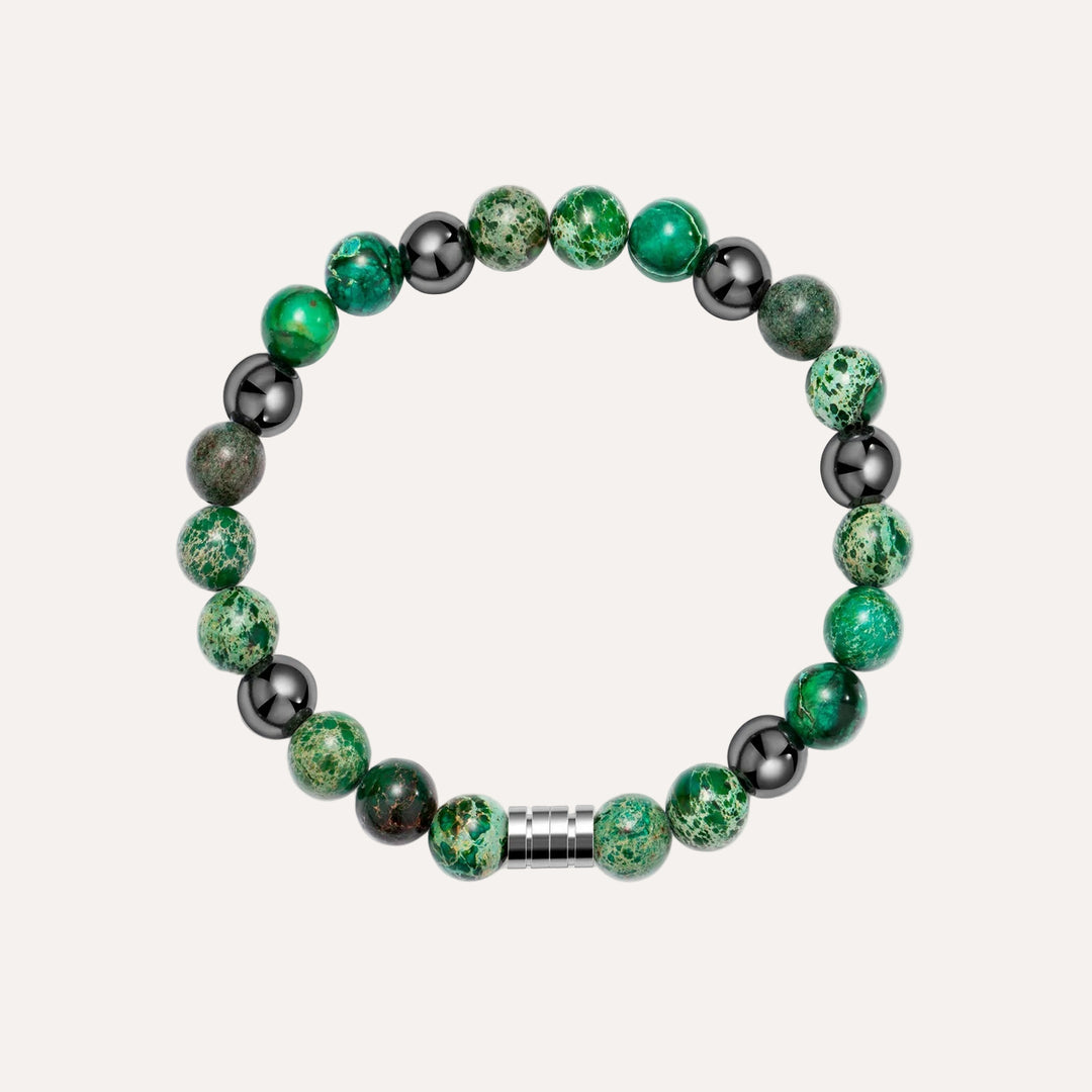 Vintage Beaded Bracelet for Men | Natural Hematite Stone Design | Soria Jewelry