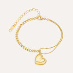 Load image into Gallery viewer, Heart Charm Chain Bracelet with Gold Tone for Women | Soria Jewelry
