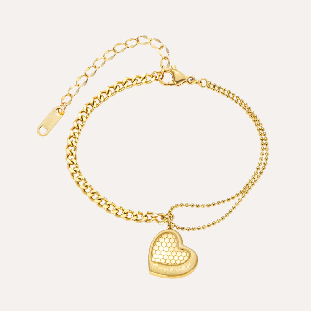 Heart Charm Chain Bracelet with Gold Tone for Women | Soria Jewelry