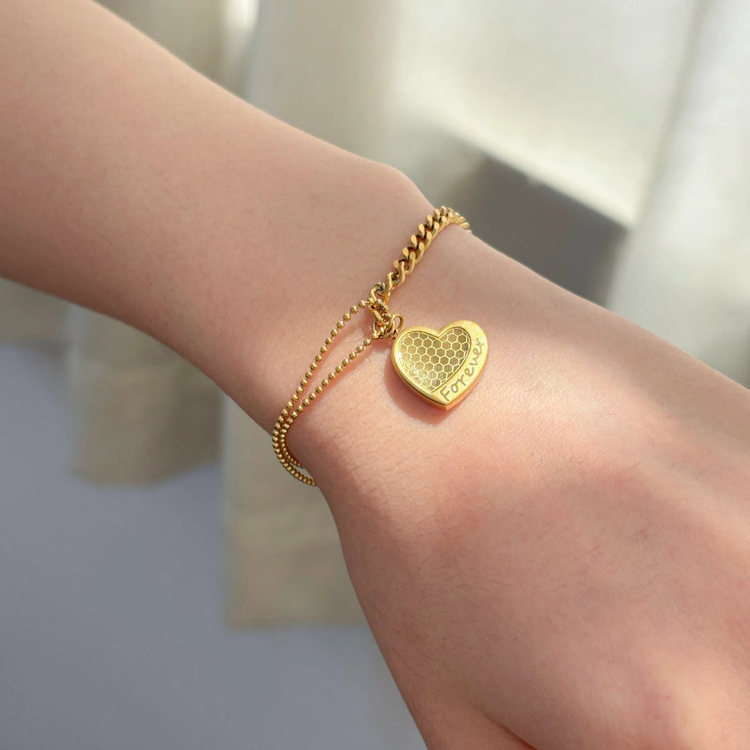 Heart Charm Chain Bracelet with Gold Tone for Women | Soria Jewelry