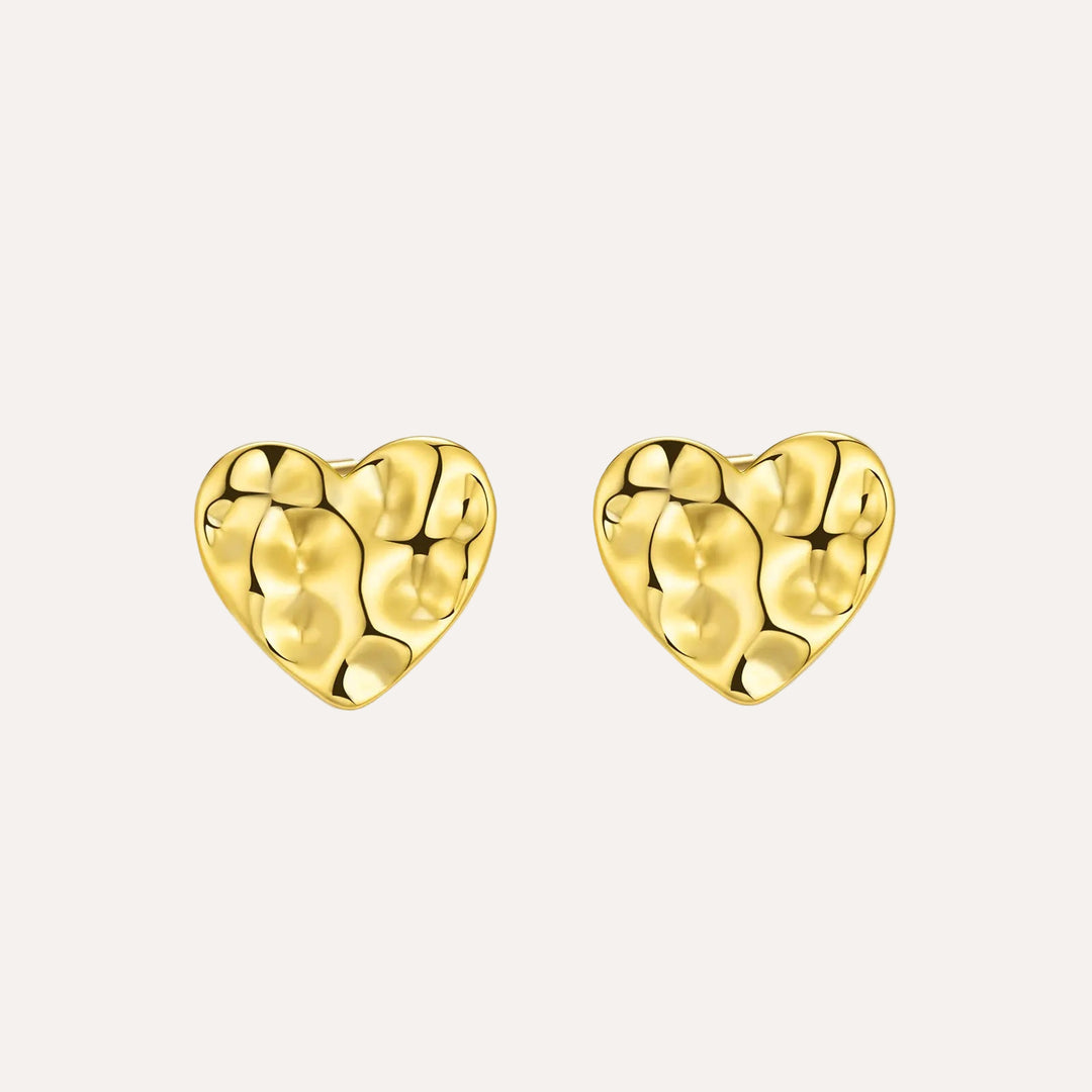 Heart Earrings with Gold Tone and Hammered for Women | Soria Jewelry