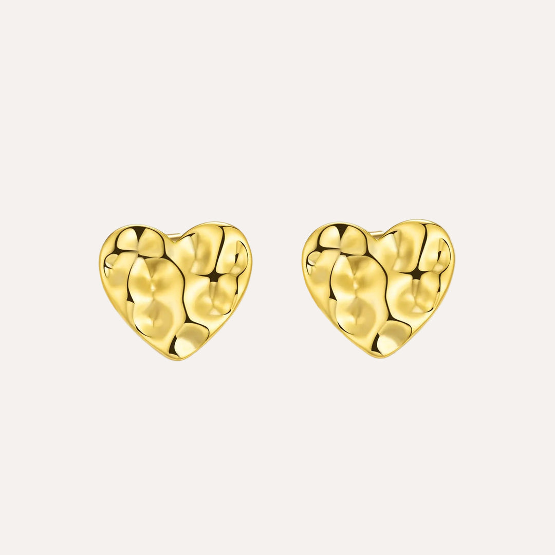 Heart Earrings with Gold Tone and Hammered for Women | Soria Jewelry