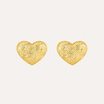 Load image into Gallery viewer, Heart Stud Earrings with Gold Tone Textured Love Design for Women | Soria Jewelry
