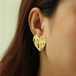 Load image into Gallery viewer, Heart Earrings with Gold Tone and Hammered for Women | Soria Jewelry
