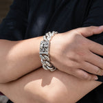 Load image into Gallery viewer, Skull Chain Bracelet for Men | Heavy Metal Biker Punk Gothic Style | Soria Jewelry
