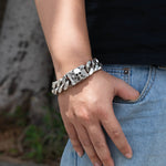 Load image into Gallery viewer, Skull Chain Bracelet for Men | Heavy Metal Biker Punk Gothic Style | Soria Jewelry
