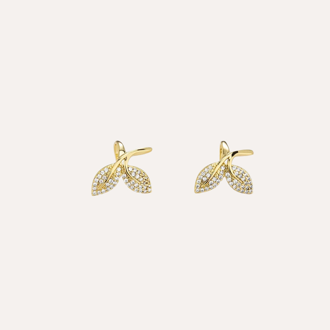Leaf Clip on Earrings with Sparkling CZ Design for Women | Soria Jewelry