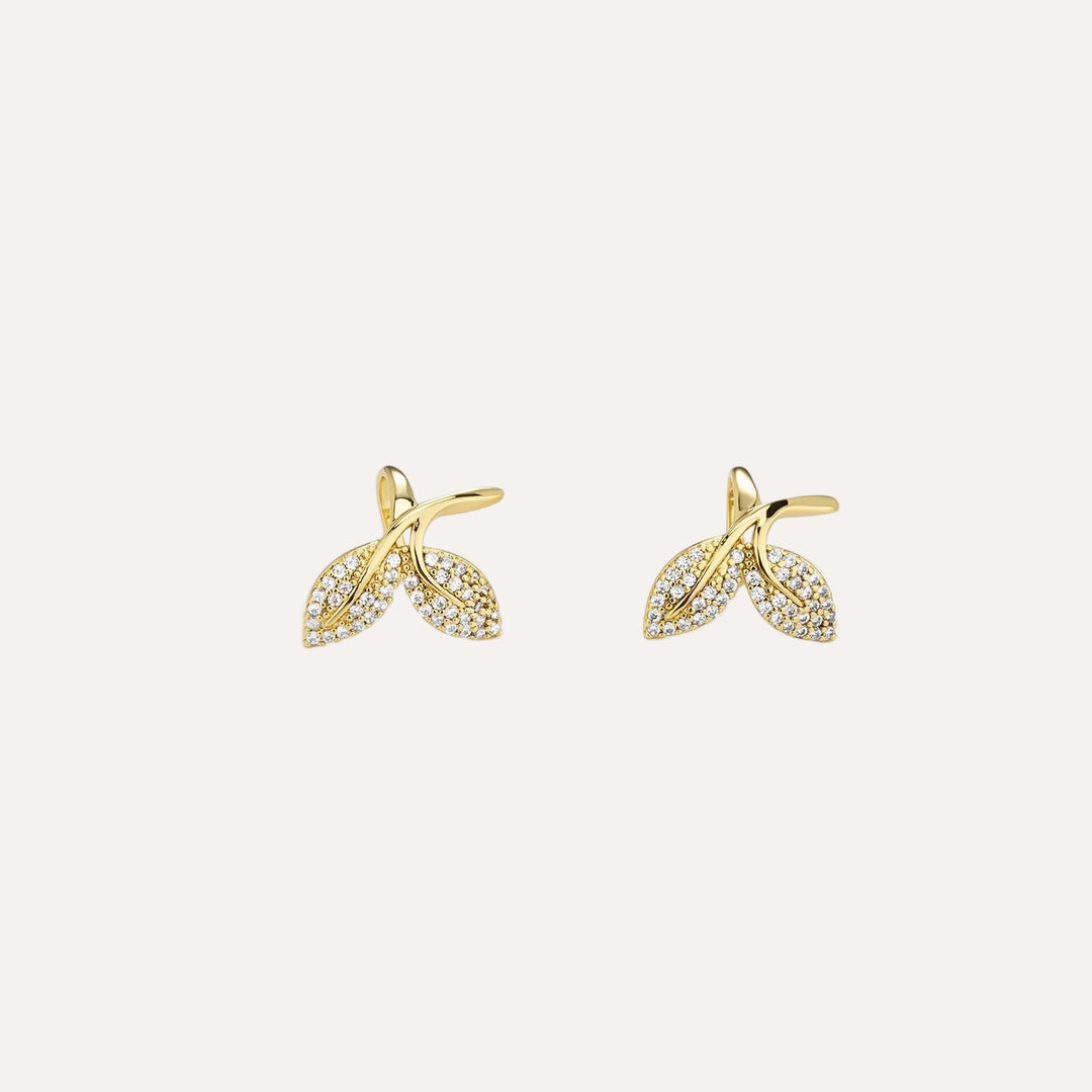 Leaf Clip on Earrings with Sparkling CZ Design for Women | Soria Jewelry