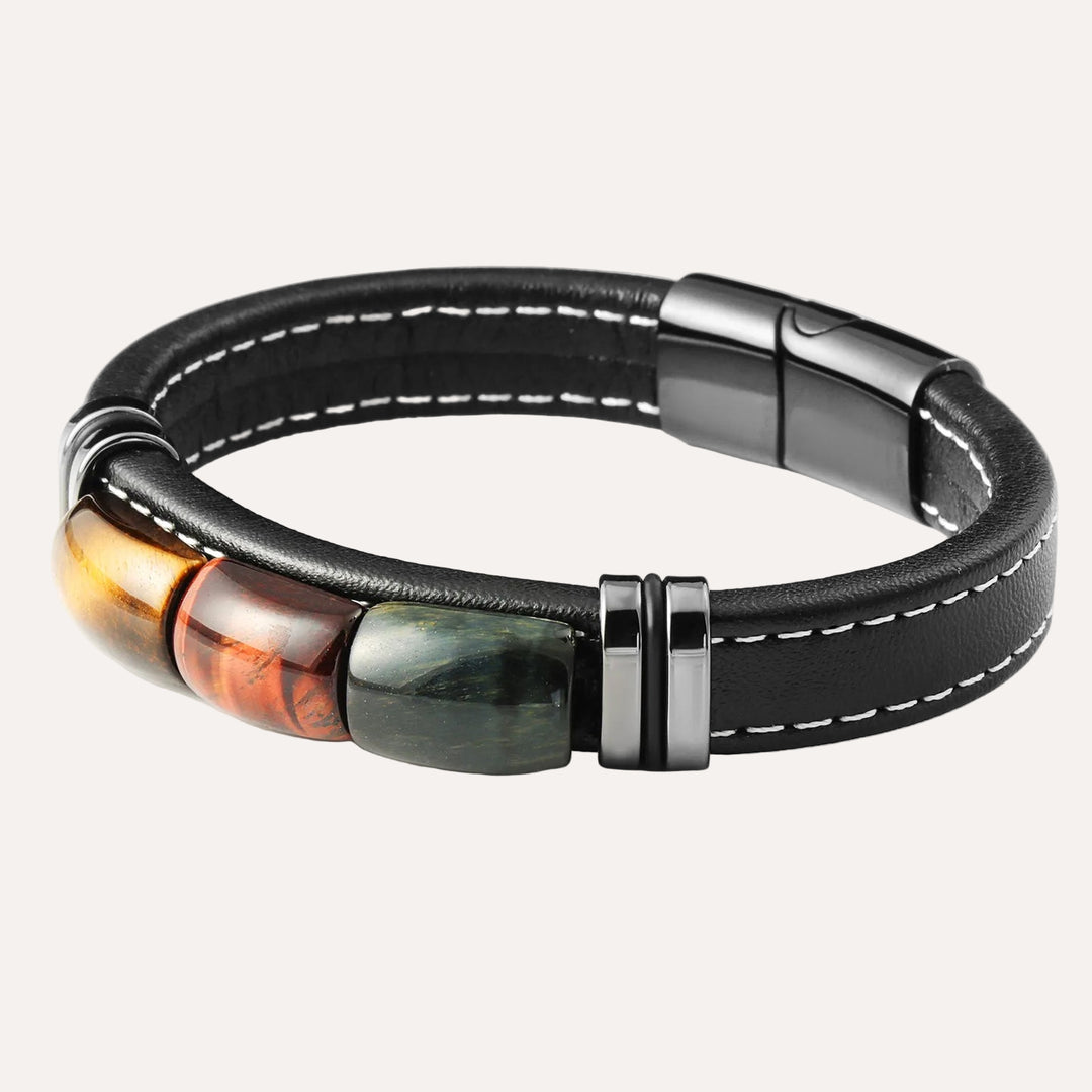 Tiger Eye Leather Bracelet for Men | Soria Jewelry