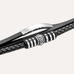 Load image into Gallery viewer, Black Leather Bracelet with Multi Layer Design for Men | Soria Jewelry
