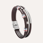 Load image into Gallery viewer, Brown Leather Bracelet with Multi Layer Design for Men | Soria Jewelry
