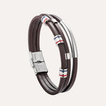 Load image into Gallery viewer, Brown Leather Bracelet with Multi Layer Design for Men | Soria Jewelry
