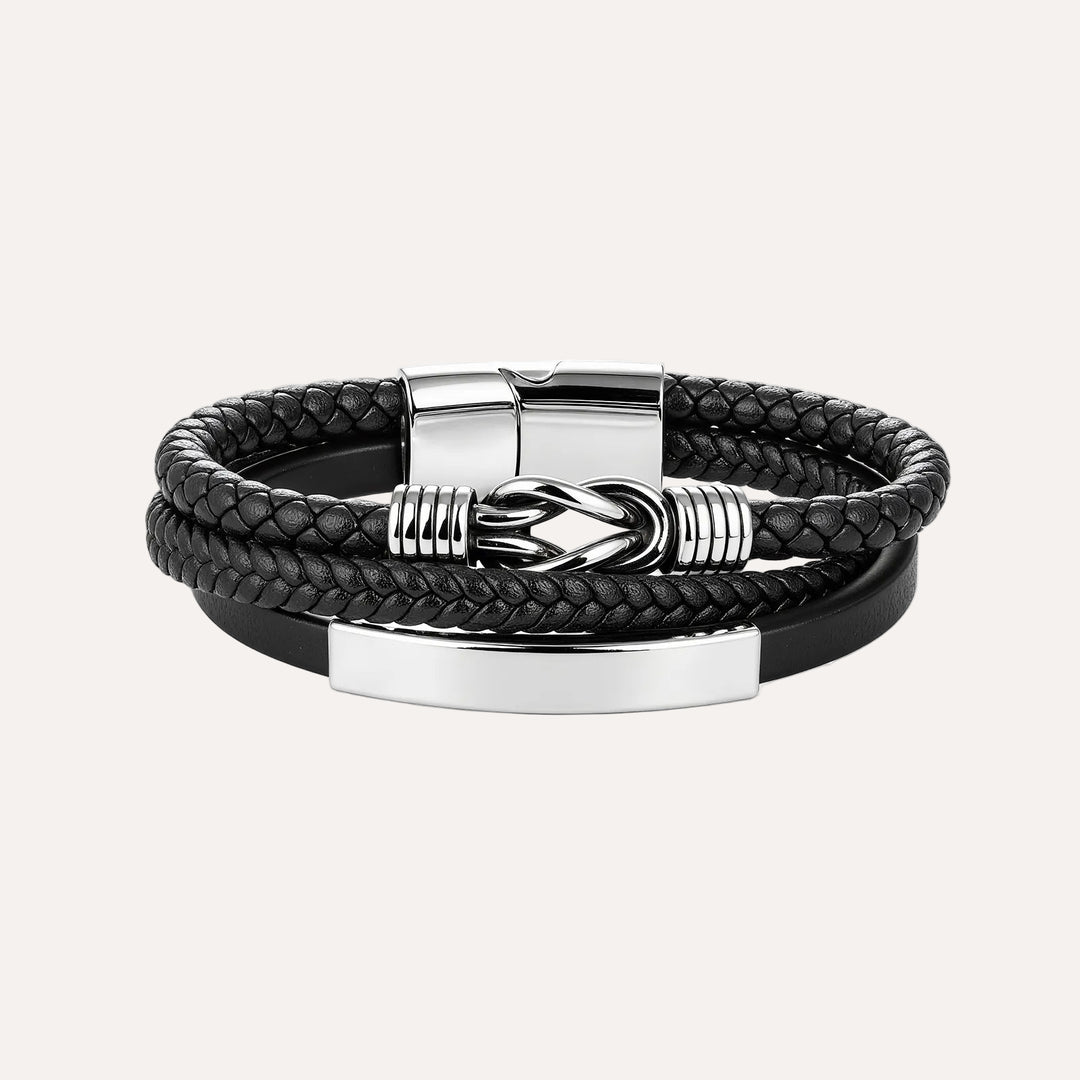 Woven Leather Bracelet for Men | Multilayer Clasp Bangle | Soria Jewelry