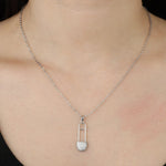 Load image into Gallery viewer, Pin Necklace for Women | Paperclip Crystal Pendant Niche Design | Soria Jewelry
