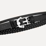 Load image into Gallery viewer, Leather Anchor Bracelet for Men | Punk Multilayer Braided Design | Soria Jewelry
