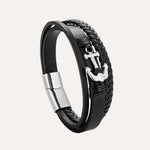 Load image into Gallery viewer, Leather Anchor Bracelet for Men | Punk Multilayer Braided Design | Soria Jewelry
