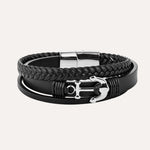 Load image into Gallery viewer, Leather Anchor Bracelet for Men | Punk Multilayer Braided Design | Soria Jewelry

