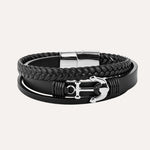 Load image into Gallery viewer, Leather Anchor Bracelet for Men | Punk Multilayer Braided Design | Soria Jewelry
