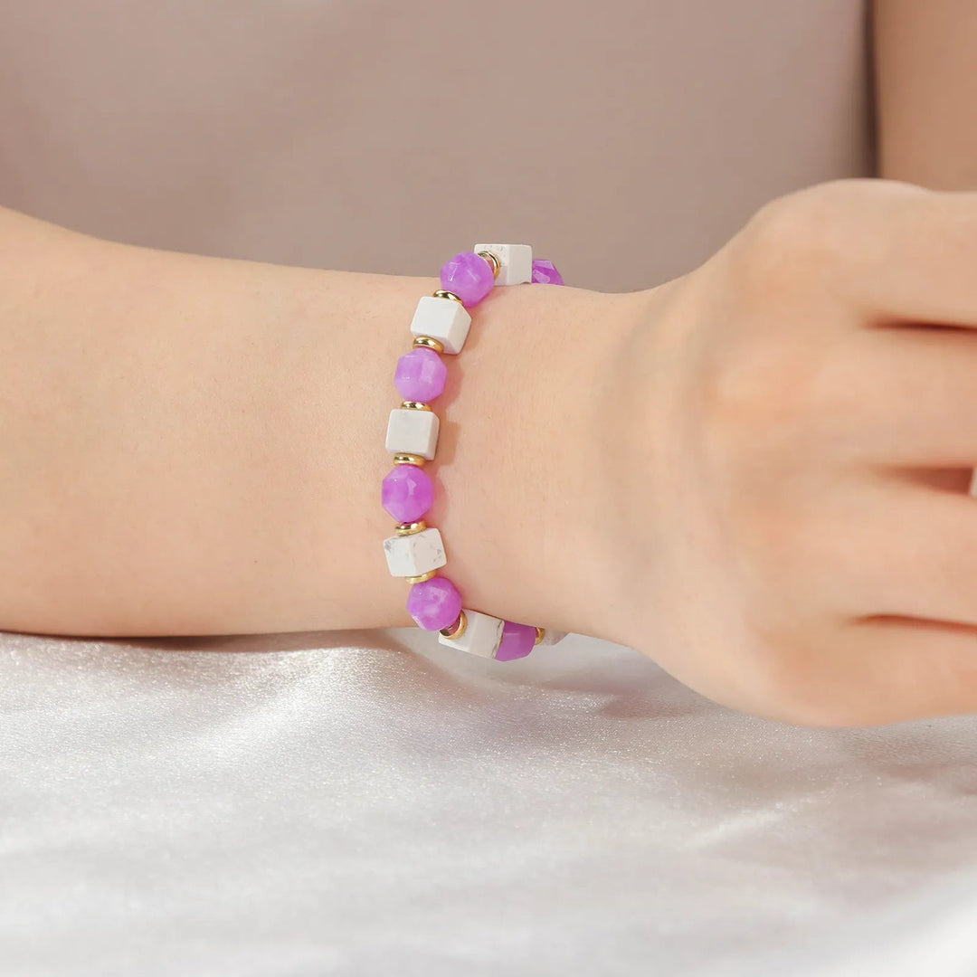 Beaded Bracelet for women | Natural Stone and Elastic Rope Design | Beaded Bracelet for women | Natural Stone and Elastic Rope Design | Soria Jewelry