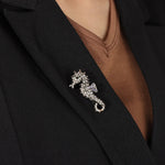 Load image into Gallery viewer, Seahorse Brooch for Women | Fashion Animal Crystal Pin | Soria Jewelry
