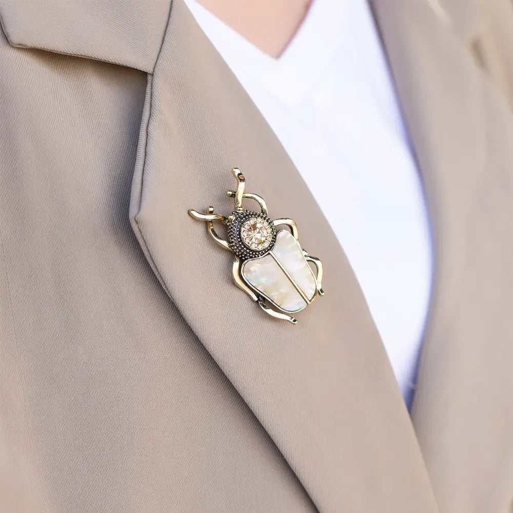 Shell Beetle Brooch Vintage Animal Lapel Pin for Women | Soria Jewelry