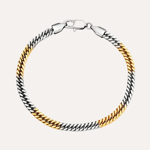 Two-Tone Cuban Link Bracelet | Simple Hip Hop Men's Jewelry | Soria Jewelry