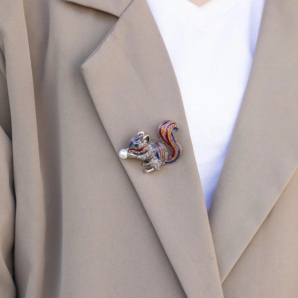 Squirrel Brooch Cute Animal Lapel Pin for Women | Soria Jewelry