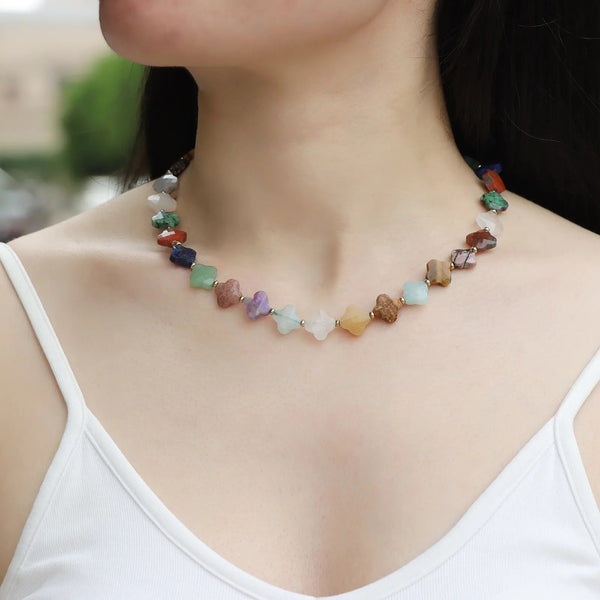 Beaded Necklace with Colorful Star Stones for Women | Soria Jewelry