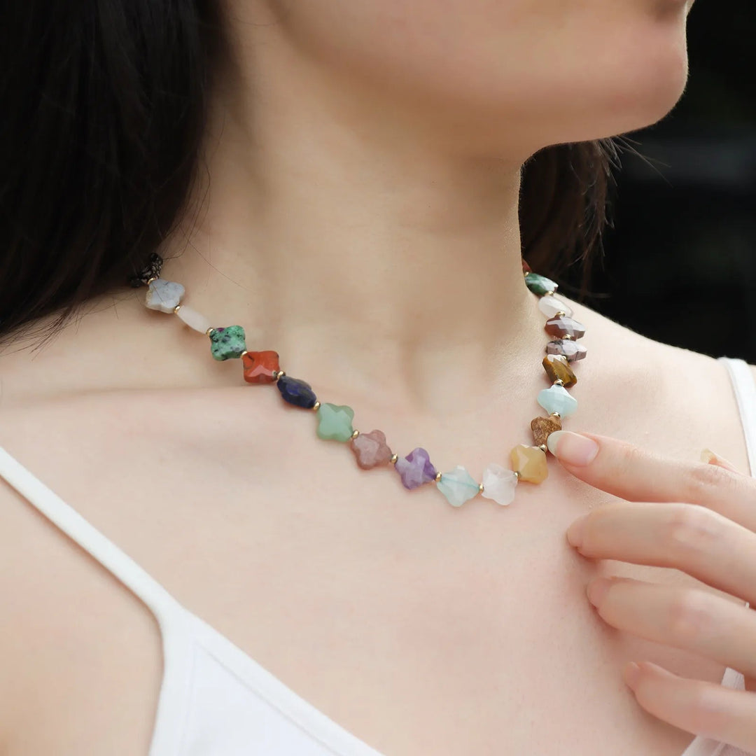 Beaded Necklace with Colorful Star Stones for Women | Soria Jewelry