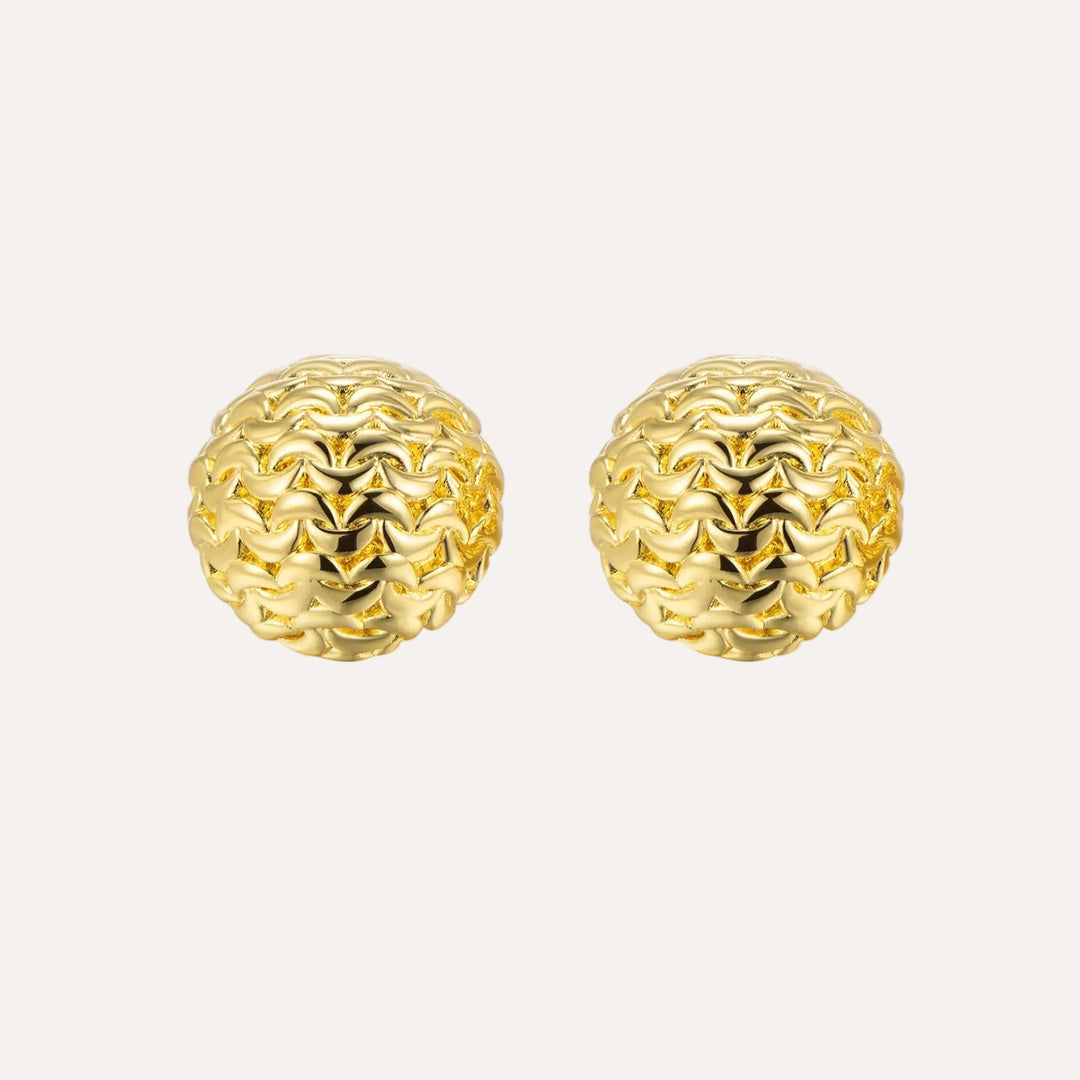 Textured Ball Earrings with Gold Tone for Women | Soria Jewelry
