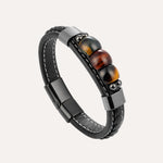 Load image into Gallery viewer, Tiger Eye Leather Black Bracelet for Men | Soria Jewelry

