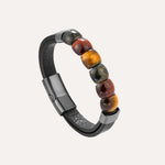 Load image into Gallery viewer, Tiger Eye beaded Leather Bracelet for Men | Soria Jewelry
