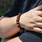 Load image into Gallery viewer, Tiger Eye beaded Leather Bracelet for Men | Soria Jewelry
