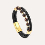 Load image into Gallery viewer, Natural Stone Leather Bracelet Woven Wrist Band for Men | Soria Jewelry
