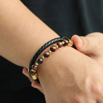 Load image into Gallery viewer, Natural Stone Leather Bracelet Woven Wrist Band for Men | Soria Jewelry
