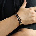 Load image into Gallery viewer, Natural Stone Leather Bracelet Woven Wrist Band for Men | Soria Jewelry
