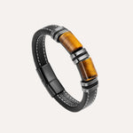 Load image into Gallery viewer, Tiger Eye Stones Leather Bracelet for Men | Soria Jewelry
