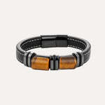 Load image into Gallery viewer, Tiger Eye Stones Leather Bracelet for Men | Soria Jewelry
