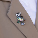 Load image into Gallery viewer, Abalone Shell Owl Brooch for Women | Unique Animal Pin | Soria Jewelry
