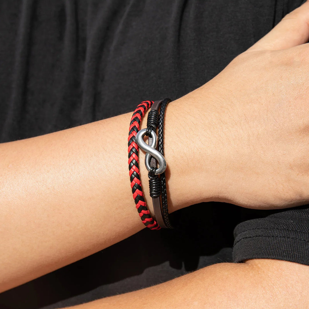 Braided Leather Bracelet for Men | Unique Infinity Symbol Design | Soria Jewelry