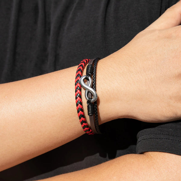 Braided Leather Bracelet for Men | Unique Infinity Symbol Design | Soria Jewelry