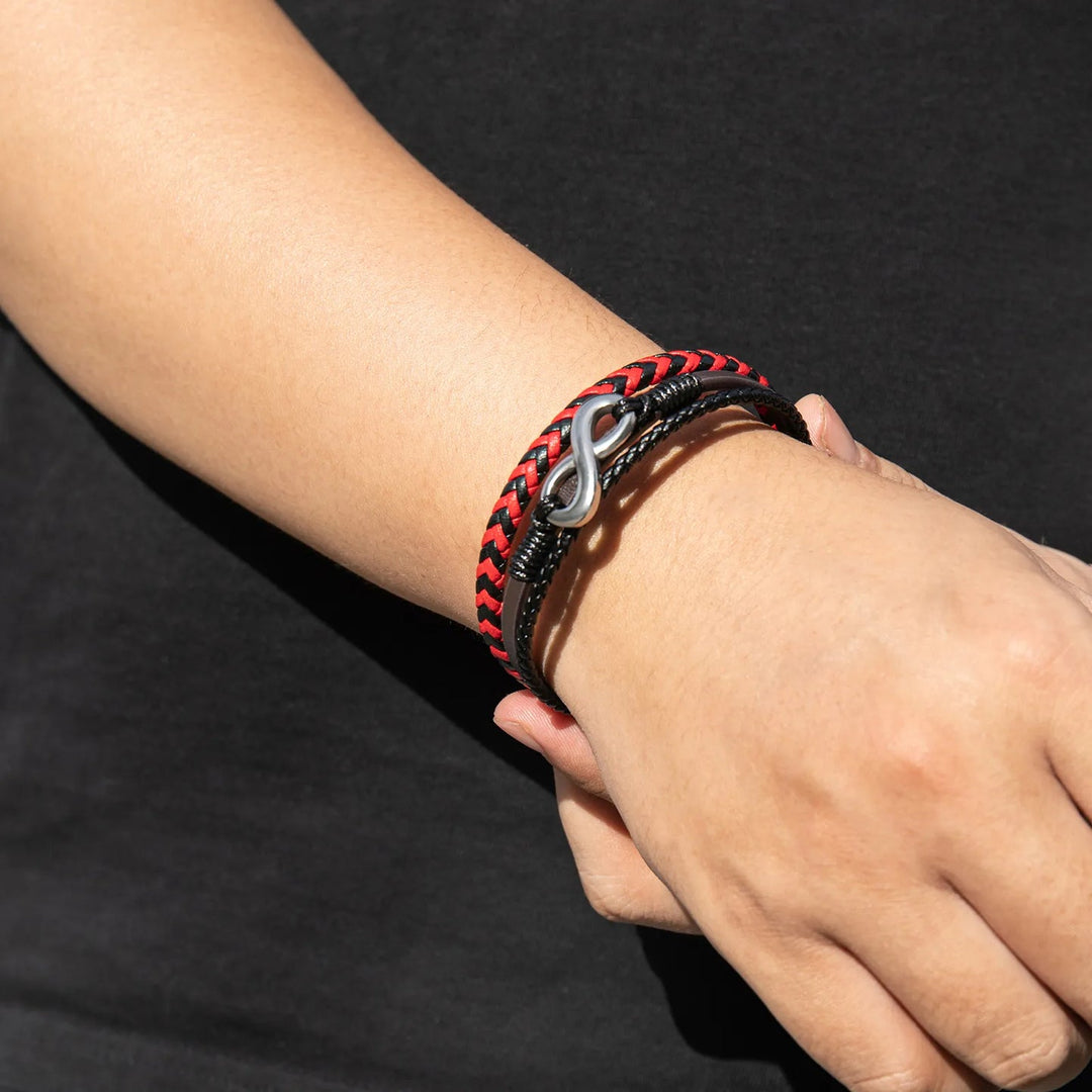 Braided Leather Bracelet for Men | Unique Infinity Symbol Design | Soria Jewelry