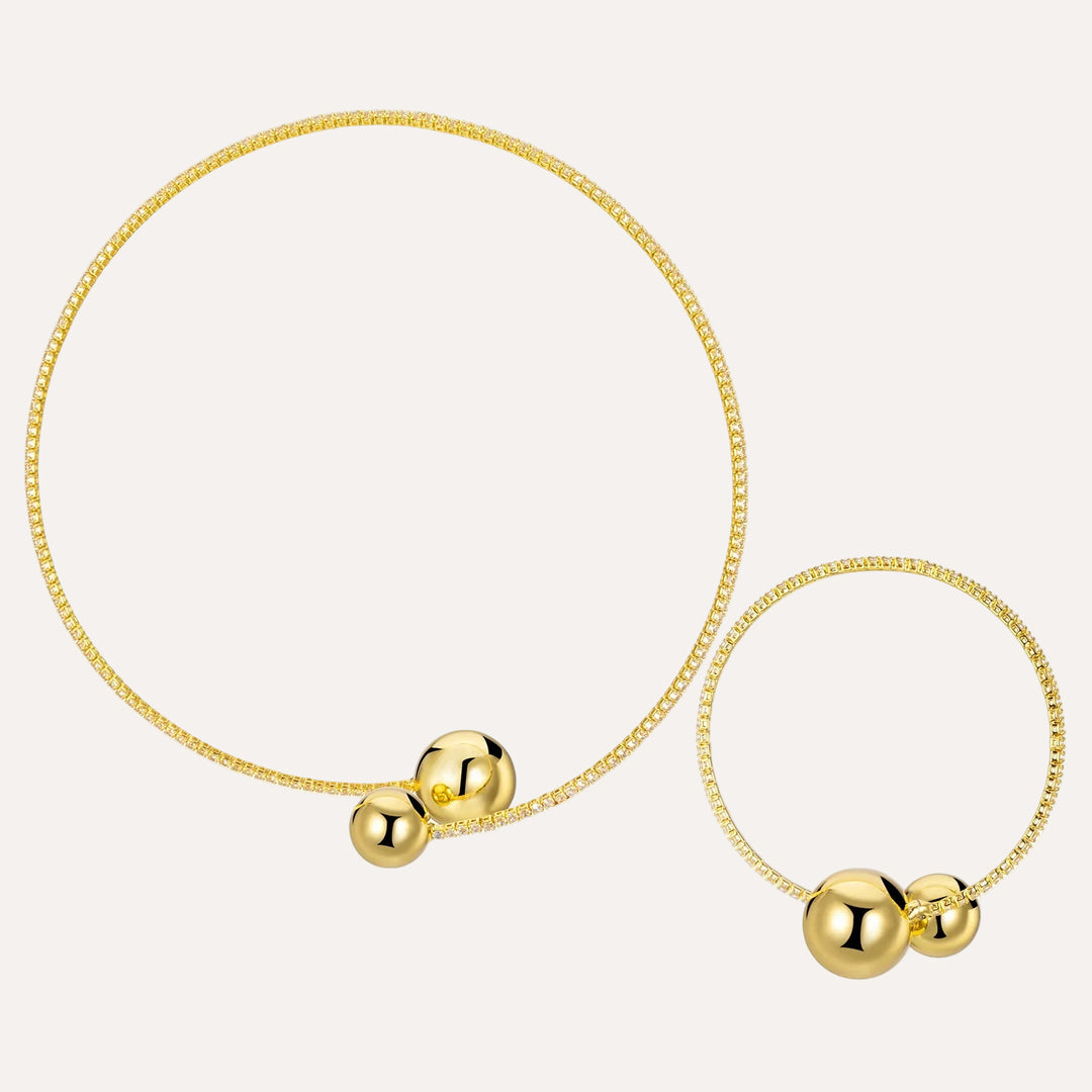 Necklace Bracelet Set for Women | Unique Gold Beads Design | Soria Jewelry