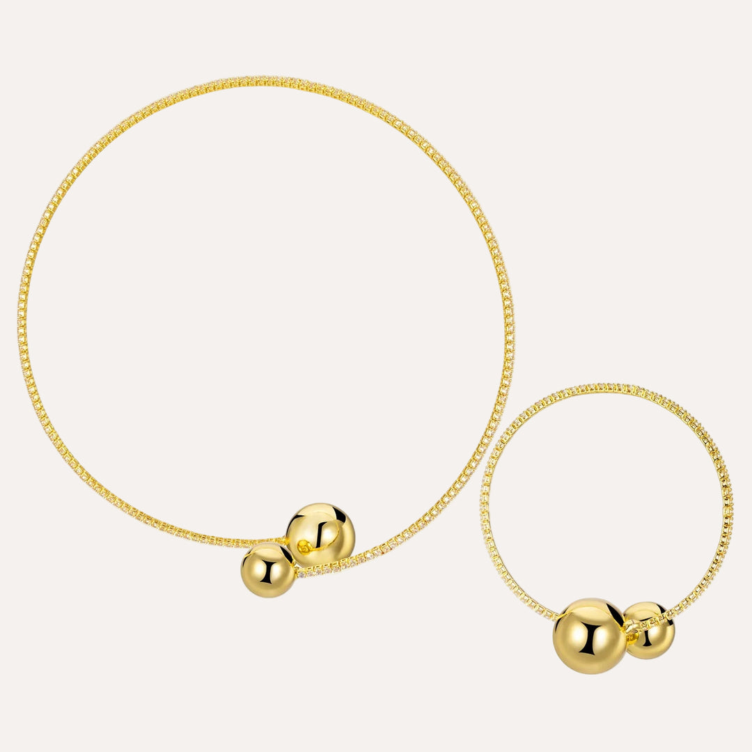 Necklace Bracelet Set for Women | Unique Gold Beads Design | Soria Jewelry